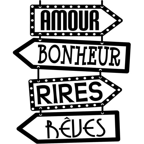 KALANKA-Sticker mural décoratif en français ""AMOUR, BONHEUR.."" Autocollants muraux en français de phrases célébres.Autocollant lettre DC-143-FR