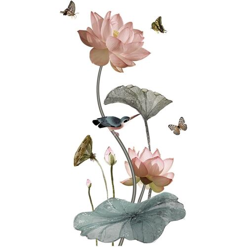 KALANKA-1 Set Lotus Wall Sticker, Autocollant Mural Pour La Décoration, Le Salon Et Les Autocollants Muraux De Chambre, Motifs Muraux Sur Le Mur, Autocollant De Couloir.
