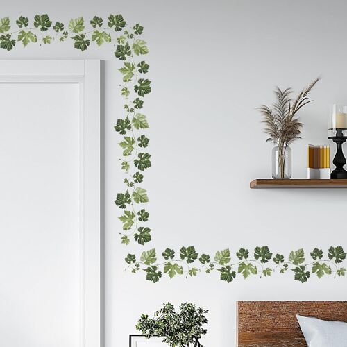 KALANKA-Stickers Muraux Feuilles Vertes Autocollants Muraux Pendaison Vigne Lierre Stickers Mural Plantes Vertes pour Salons Chambres Bureaux Canapé Fond Décoration Murale