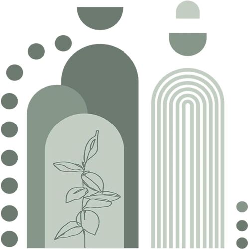 KALANKA-Vert Boho Stickers Muraux Géométrique Montagne Stickers Enfants Salle de Jeux Pépinière Plante Décor Salle de Classe Mur Vinyle Art Autocollant Mural Salon Hôtel Chambre