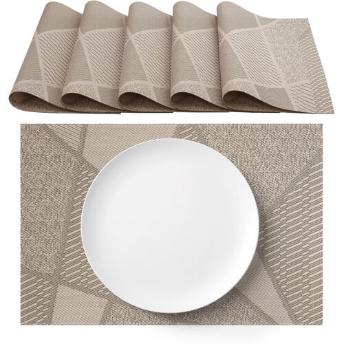 Kalanka-Agyo Lot De 6 Sets De Table Américains 30 X 45 Cm En Pvc ¿ Résistants Et Lavables ¿ Design Moderne ¿ Idéal Pour Table, Cuisine, Petit-Déjeuner Ou Dîner