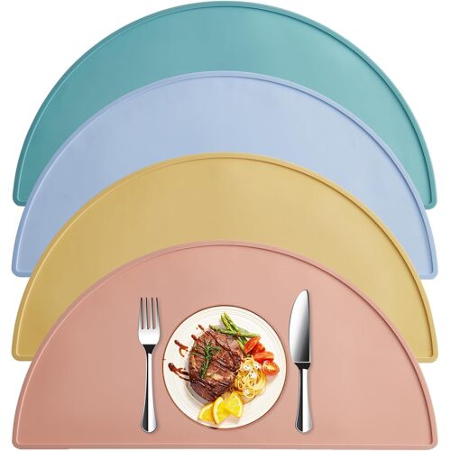 Kalanka-Lot De 4 Sets De Table Antidérapants Pour Enfants - Résistants À La Chaleur - En Silicone - Pour Enfants - Pour La Cuisine Et La Salle À Manger