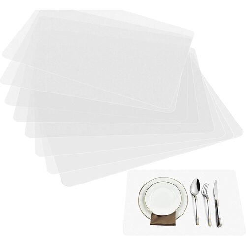 Kalanka-Lot De 8 Sets De Table Transparents En Plastique Transparent Pour Table À Manger - Pour Garder La Table Ou Le Bureau Propre - Lavables - Résistants À La Chaleur - Antidérapants