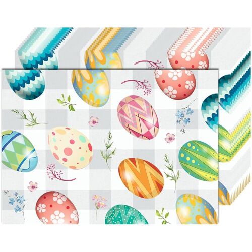 Kalanka-Lot De 50 Sets De Table En Papier De Pâques - Motif : ?Ufs Colorés - 35,4 X 35,5 Cm - Jetables - Pour Pâques, Printemps, Vacances, Décoration