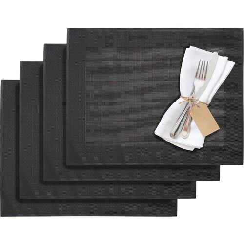 Kalanka-Sets De Table, 4 Pièces, 42 X 32 Cm, Synthétique, Anthracite/Gris, Édition Saleen : Home