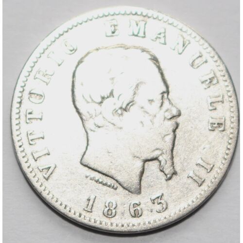 Monnaie Italie 1 Lire Milan Victor Emmanuel Ii 1863 Argent
