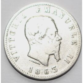 Monnaie Italie 1 Lire Milan Victor Emmanuel Ii 1863 Argent