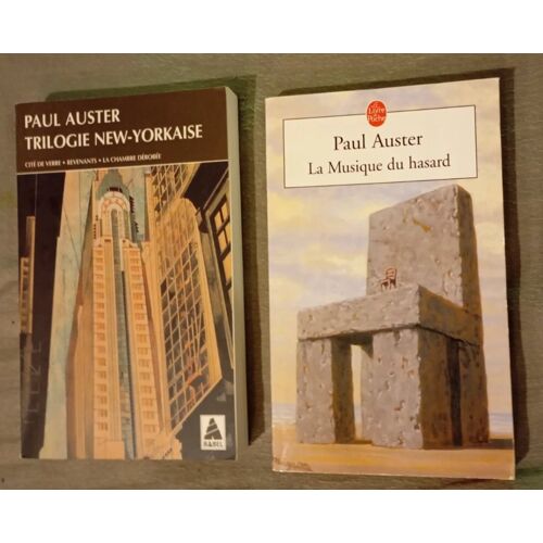 Lot 2 Livres Paul Auster La Trilogie New Yorkaise Qui Regroupe Cité De Verre, Revenants, La Porte Dérobée + La Musique Du Hasard