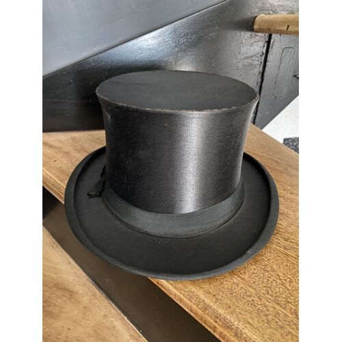 Superbe Chapeau Claque Haut De Forme Ancien