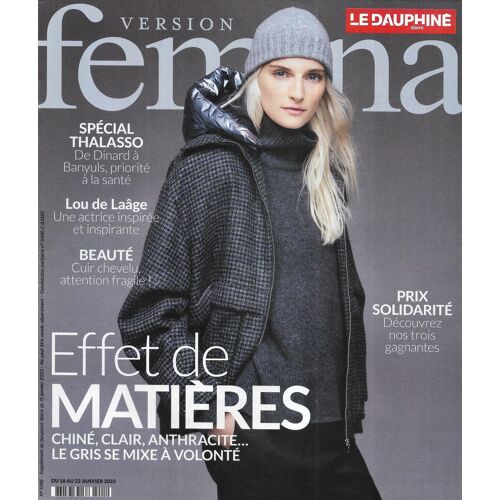 Version Femina N°1085 16/01/2023 Mode: Le Gris, Effet De Matières/ Lou De Laâge/ Spécial Thalasso/ Prix Solidarité/ Syndrome De L'Enfant Enfant Thérapeute