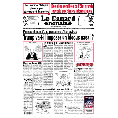Le Canard Enchainé N° 5505 : "Trump Va-T-Il Imposer Un Blocus Nasal ?"