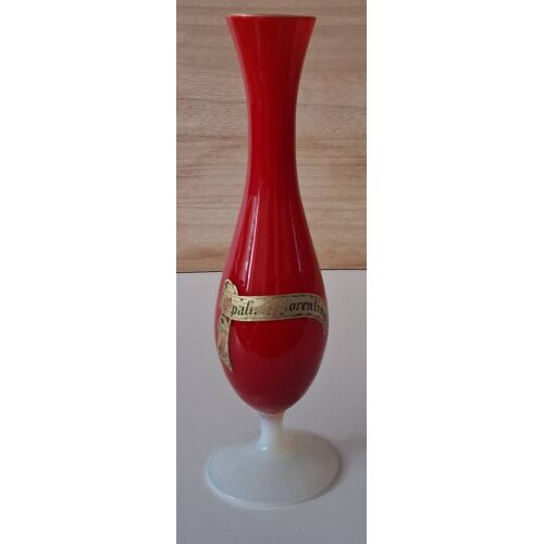 Soliflore en opaline rouge et blanche