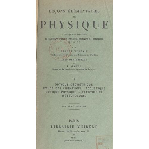 Leçons Élémentaires De Physique