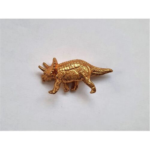 Fève Métal Dorée Dinosaure Tricératops