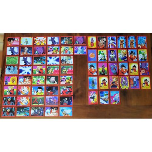 Panini-Dragon Ball Super, Un Lot X 120 Vignettes Dont Brillantes + 3 Figurines (Voir Les 3 Photos)