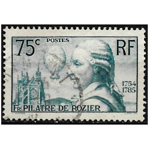 France 1936, Bel Exemplaire Yvert 313, 150ème Anniversaire De La Mort De L'aéronaute Pilatre De Rozier, Oblitéré, Tbe