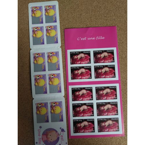 Lot De 20 Timbres C'est Une Fille, 2 Carnets Stickers Autocollants Validité Permanente Lettre Prioritaire France La Poste