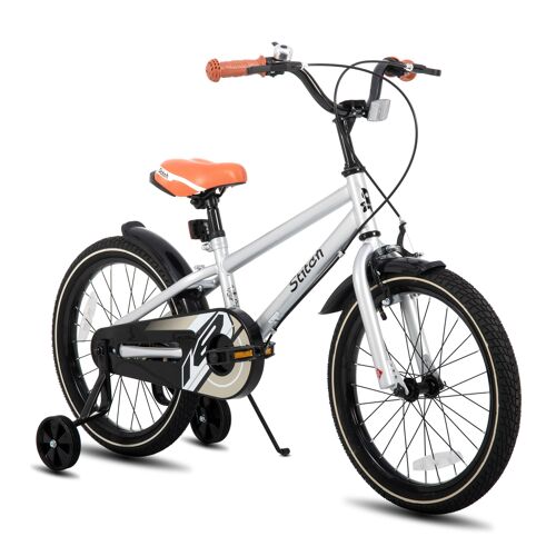 Stitch Vélo Enfant 18 Pouces Pour Garçons Et Filles De 5 À 9 Ans, Bicyclette Avec Roulettes Stabilisatrices, Modèles 18 Pouces Avec Roulettes Et Béquille, Argent