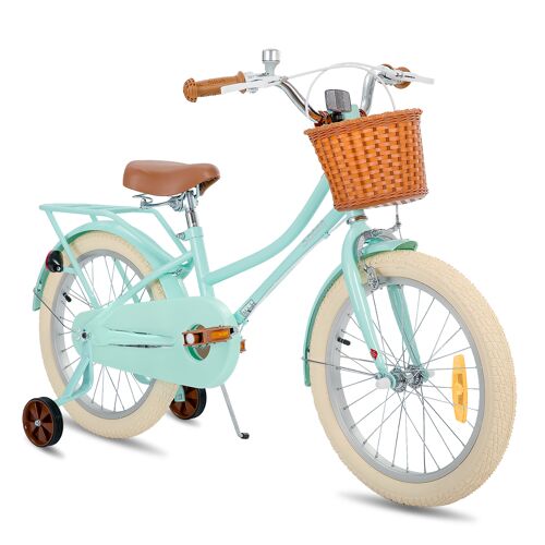 Stitch 18 Pouces Vélo Pour Enfants Avec Panier Et Roues D'Entraînement Pour Filles, Vélo Pour Enfants 5-9 Ans, 18 Pouces Avec Béquille, Vert