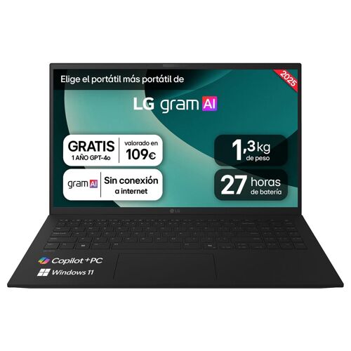 LG Gram 15Z80T AMD Ryzen AI 5 340 Ordinateur portable 15" Full HD 16 Go LPDDR5x-SDRAM 512 Go SSD Wi-Fi 6E (802.11ax) Windows 11 Home Espagnole Noir