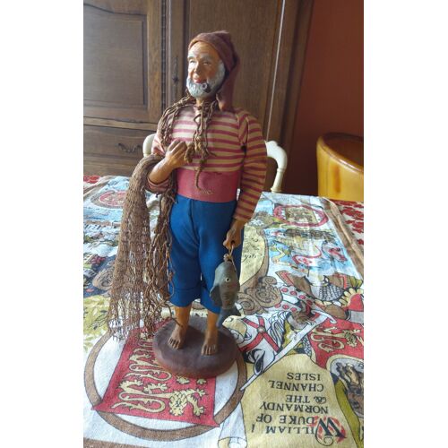 Grand Santon De Provence M. Chave : Le Pecheur 27 Cm Crèche
