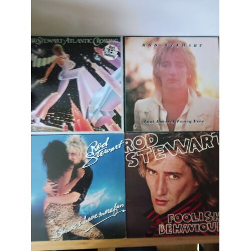 Rod Stewart 4 Vinyles 33 Tours : Atlantic Crossing (1975), Foot Loose & Fancy Free (1977), Blondes Have More Fun (1978), Foolish Behaviour (1980)