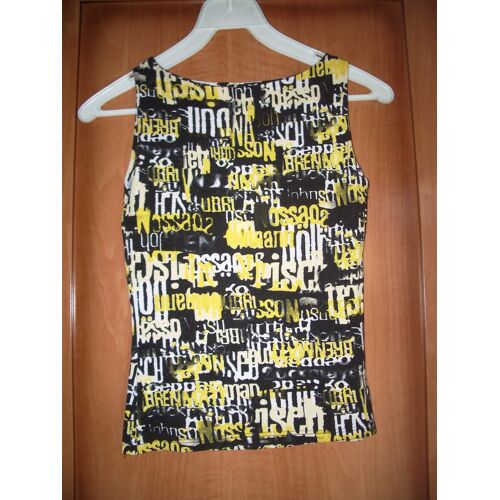 Top Pimkie Noir/Jaune Beaux Motifs Superbe Modèle Taille 38