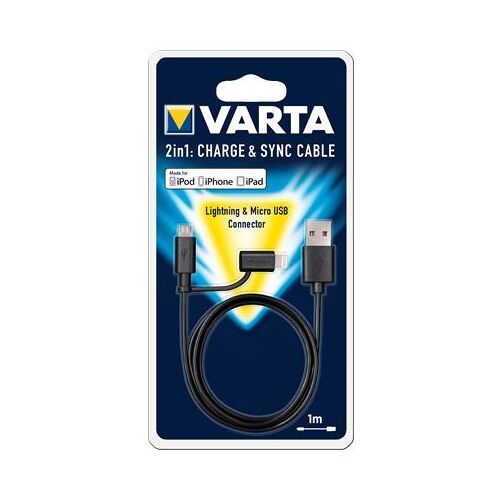 Varta 57943101401 câble USB 1 m USB A Micro-USB B/Lightning Noir