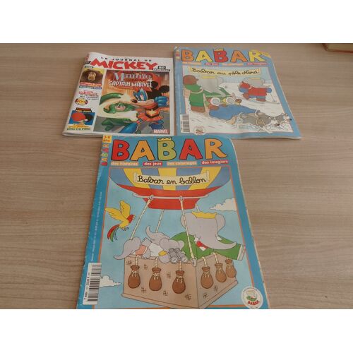 Lot De 3 Magazine, Babar Le Journal De Mickey