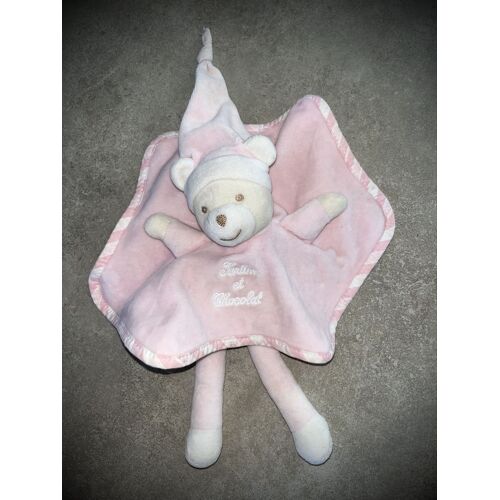 Doudou ours rose Tartine et Chocolat peluche jouet bébé 