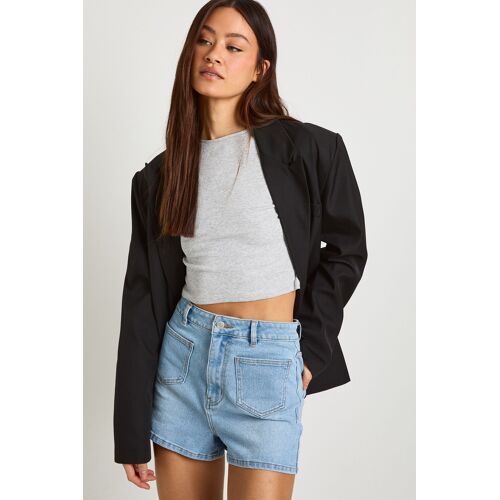 Boohoo Hzz47869-985-16 Short Pantalons/Shorts Sans Revers Femme Bleu - 8