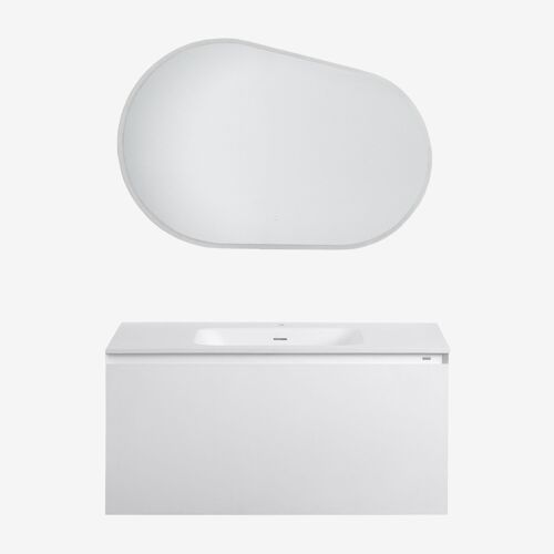 Ensemble de meuble de salle de bain suspendu en bois avec lavabo intégré Macrae