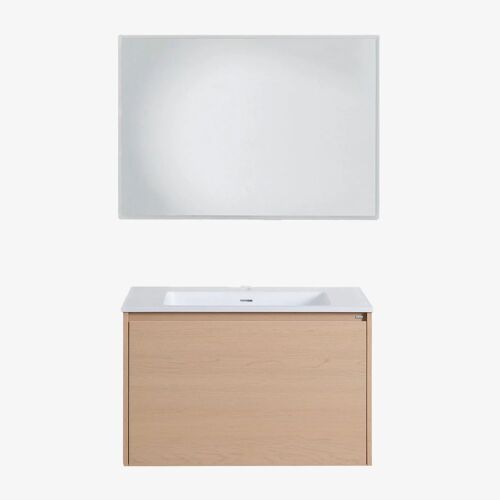Ensemble meuble de salle de bain suspendu en bois avec lavabo intégré Jacob