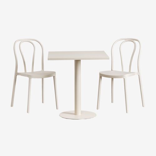 Set De Table Carrée 70x70 Cm Et 2 Chaises De Jardin Mizzi Tapioca Beige
