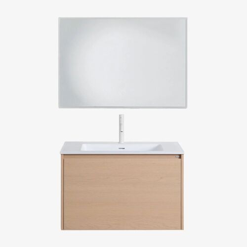 Ensemble meuble de salle de bain suspendu en bois avec lavabo intégré Jacob