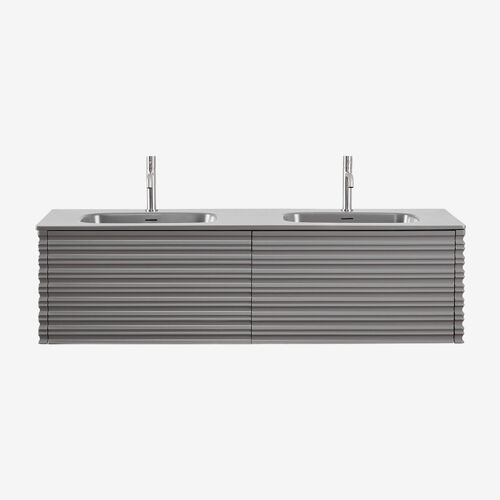 Ensemble de meuble de salle de bain suspendu en bois avec lavabos intégrés Noura