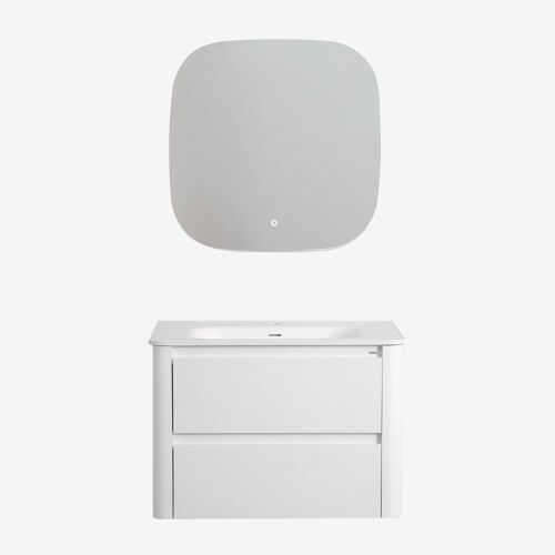 Ensemble de meuble de salle de bain suspendu en bois avec lavabo intégré Egerton