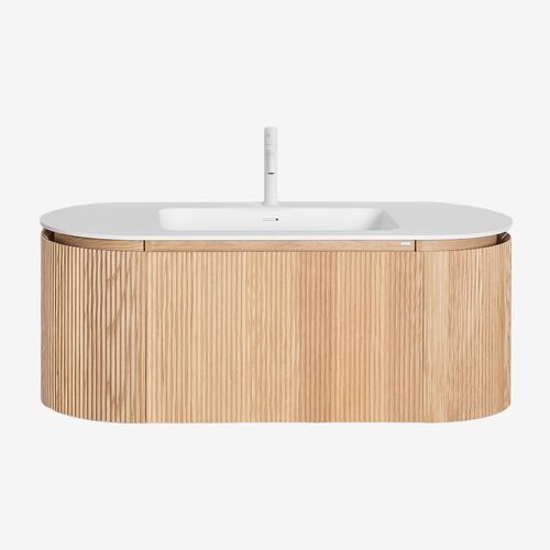 Ensemble de meuble de salle de bain suspendu en bois avec lavabo intégré Carsone