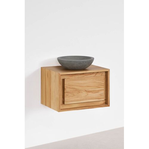 Ensemble de meuble de salle de bain suspendu en bois de teck Jabari