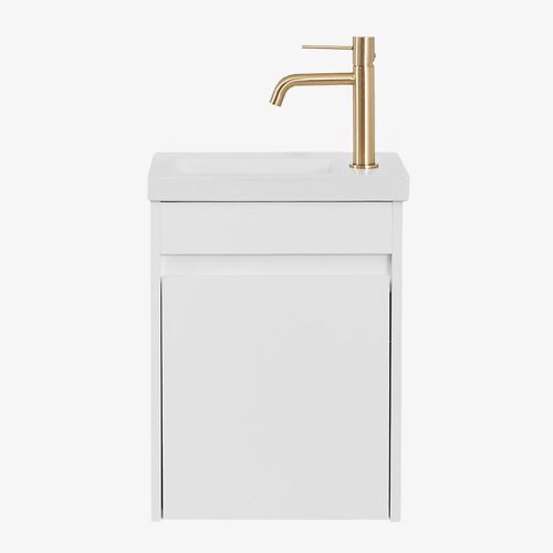 Ensemble de meuble de salle de bain suspendu en bois avec lavabo intégré Narek