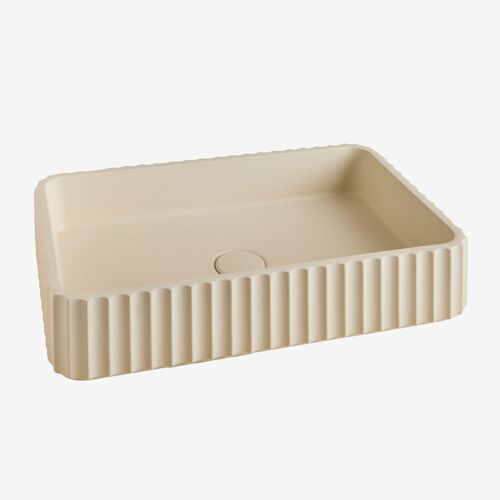 Lavabo rectangulaire 50x30 cm en ciment Teide Beige Crème