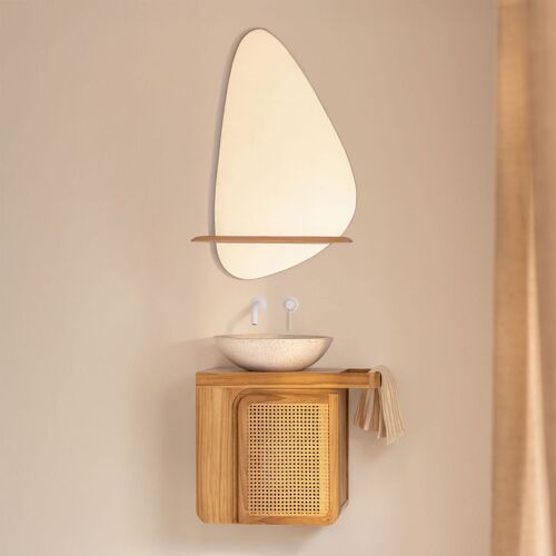 Ensemble de meuble de salle de bain suspendu en bois de teck Georgy