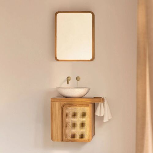 Ensemble de meuble de salle de bain suspendu en bois de teck Georgy