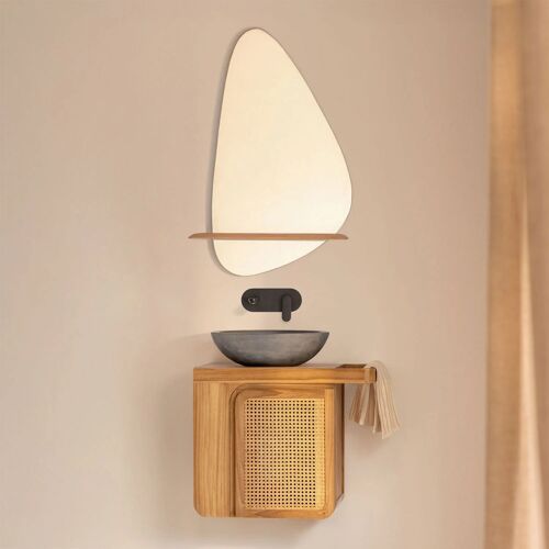 Ensemble de meuble de salle de bain suspendu en bois de teck Georgy
