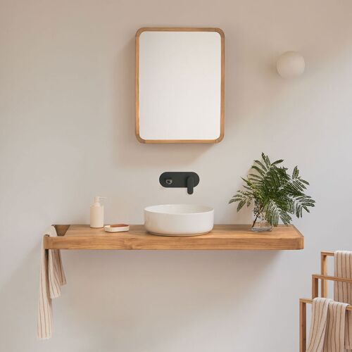 Ensemble meuble de salle de bain suspendu 130x45 cm en bois de teck Neill