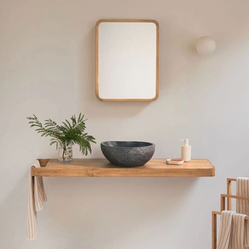Ensemble meuble de salle de bain suspendu 130x45 cm en bois de teck Neill