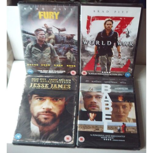 Collection Brad Pitt - 4 Films Dvd : Babel, The Assassination Of Jesse James, Fury, World War Z