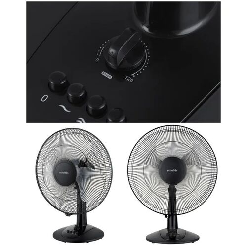 Ventilateur de table 40cm 3 Vitesses Oscillation 55W Hauteur réglable Noir