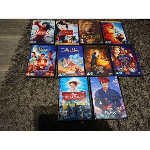Disney Live Action & Animated 10 X Clearance Bundle, Mulan, Aladdin - Dvd
