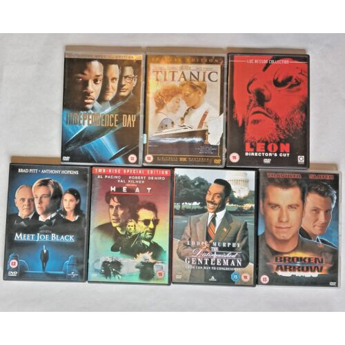 Coffret 7 Dvd : Thrillers À Suspense - Independence Day, Titanic, Leon, Meet Joe Black, Heat